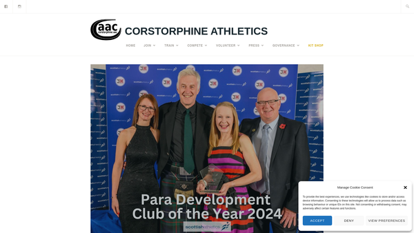 Screenshot of the Corstorphine Athletic Club website