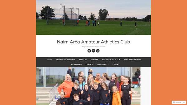Screenshot of the Nairn Amateur Athletics Club website