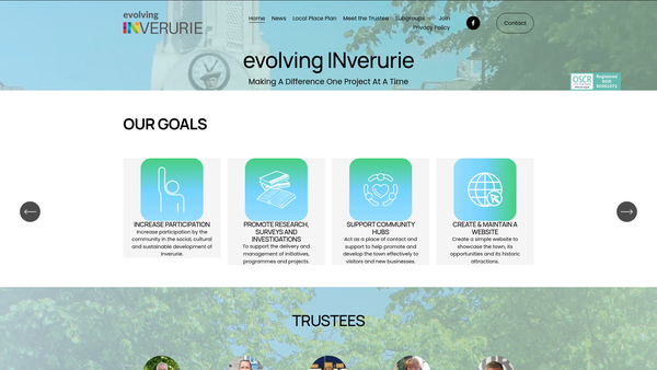 Screenshot of the evolving INverurie website