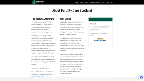 Screenshot of the Fertility Care Scotland Limited website