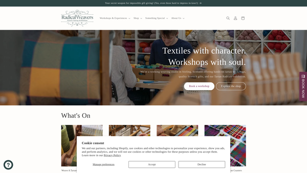 Screenshot of the Radical Weavers Limited website