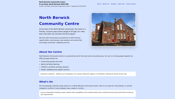 Screenshot of the North Berwick Community Centre SCIO website