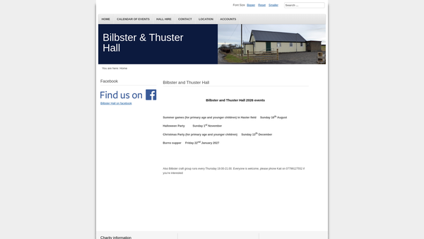 Screenshot of the Bilbster and Thuster Hall SCIO website
