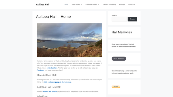 Screenshot of the Aultbea Hall [SCIO] website