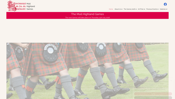 Screenshot of the Mull Highland Games SCIO website
