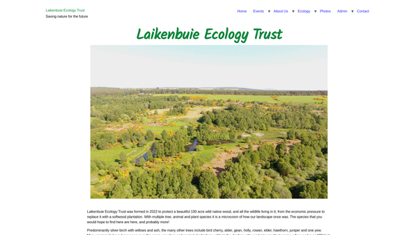 Screenshot of the Laikenbuie Ecology Trust website