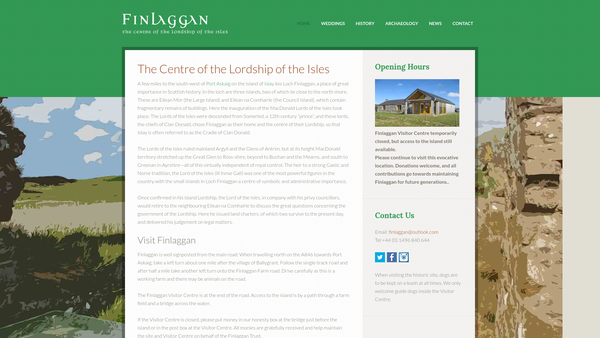 Screenshot of the Taigh-tasgaidh Phort an Eilein/Finlaggan Museum website