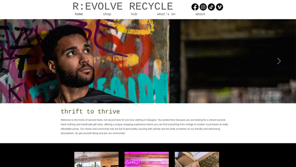 Screenshot of the R:evolve Recycle SCIO website