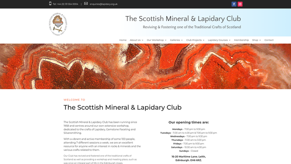 Screenshot of the The Scottish Mineral and Lapidary Club website