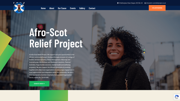 Screenshot of the Afro-Scot Relief Project website