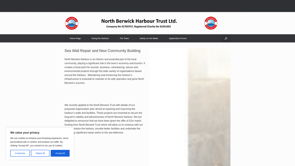 Screenshot of the North Berwick Harbour Trust Limited website