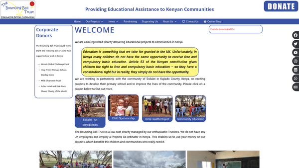 Screenshot of the The Bouncing Ball Trust website