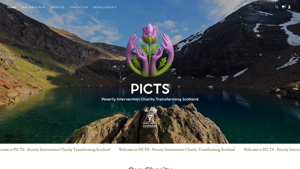 Screenshot of the PICTS - Poverty Intervention Charity Transforming Scotland website