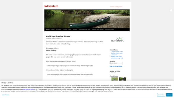 Screenshot of the In2venture website