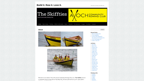 Screenshot of the Avoch Community Rowing Club SCIO website
