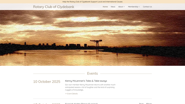 Screenshot of the Rotary Club of Clydebank Charity SCIO website