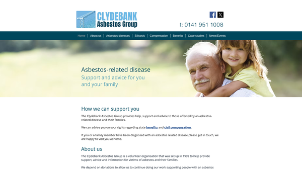 Screenshot of the Clydebank Asbestos Group SCIO website