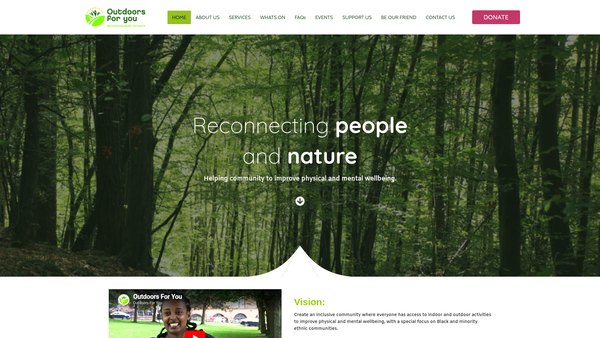 Screenshot of the Outdoors For You SCIO website