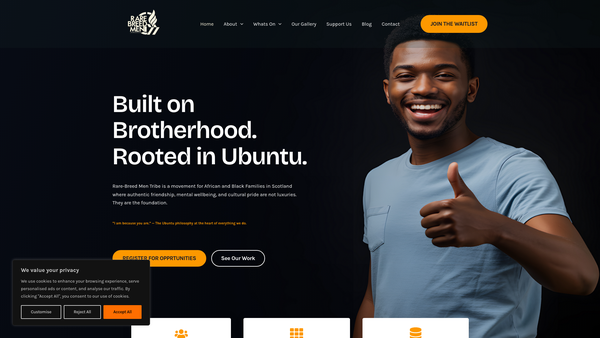 Screenshot of the Rare-Breed Men Tribe (SCIO) website