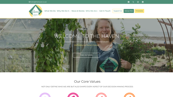 Screenshot of the The Haven in Stonehaven website