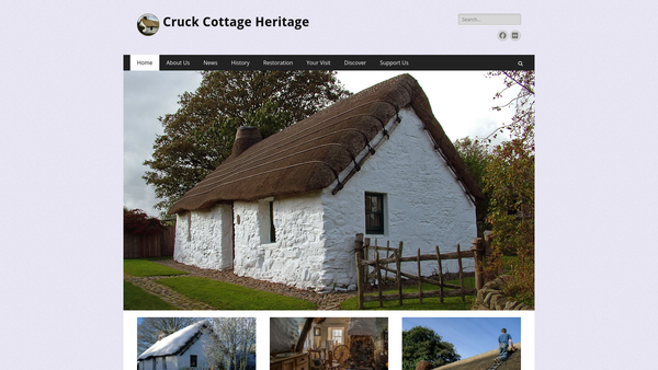 Screenshot of the Cruck Cottage Heritage website