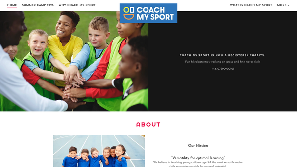 Screenshot of the Coach My Sport website