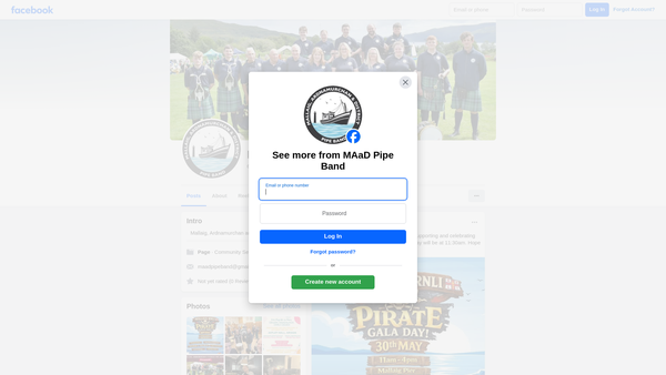 Screenshot of the Mallaig, Ardnamurchan and District Pipe Band website