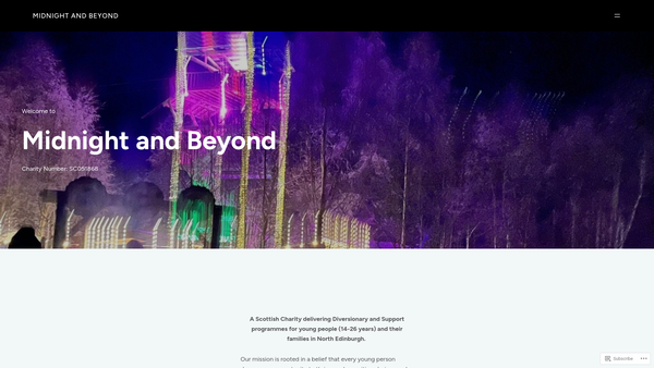 Screenshot of the Midnight and Beyond website