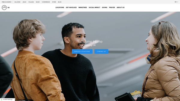 Screenshot of the Hillsong Church London website