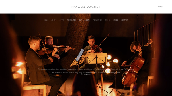 Screenshot of the Maxwell Quartet Music (SCIO) website