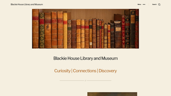 Screenshot of the Blackie House Library and Museum website
