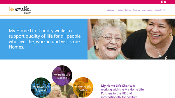 Screenshot of the My Home Life Charity website
