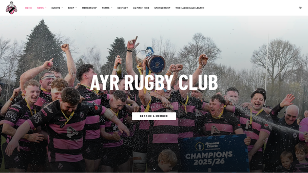 Screenshot of the Ayr Rugby Football Club Limited website