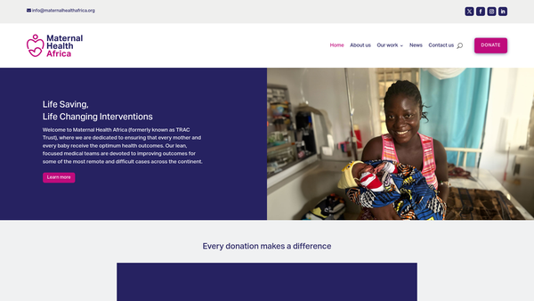 Screenshot of the Maternal Health Africa SCIO website