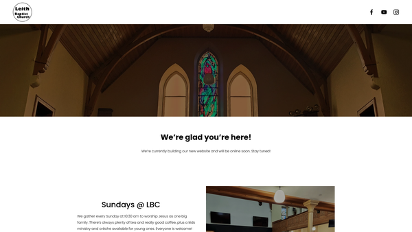Screenshot of the Leith Baptist Church SCIO website