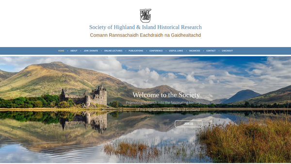 Screenshot of the The Society of Highland and Island Historical Research Trust website