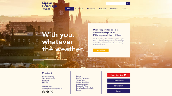 Screenshot of the Bipolar Edinburgh website