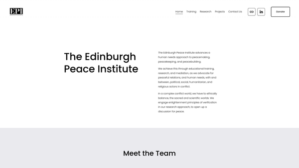 Screenshot of the The Edinburgh Peace Institute website