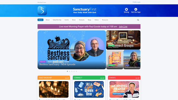 Screenshot of the Sanctuary First website