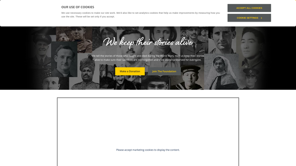 Screenshot of the Commonwealth War Graves Foundation website