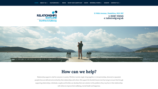 Screenshot of the Relationships Scotland Dumfries and Galloway [SCIO] website
