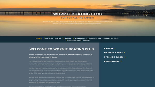 Screenshot of the Wormit Boating Club & Watersports Hub (SCIO) website