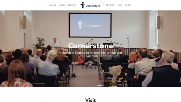 Screenshot of the Cornerstone Free Church of Scotland website