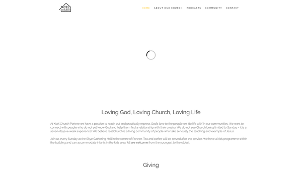 Screenshot of the Xcel Church website