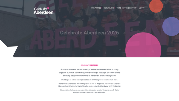 Screenshot of the Celebrate Aberdeen Limited website