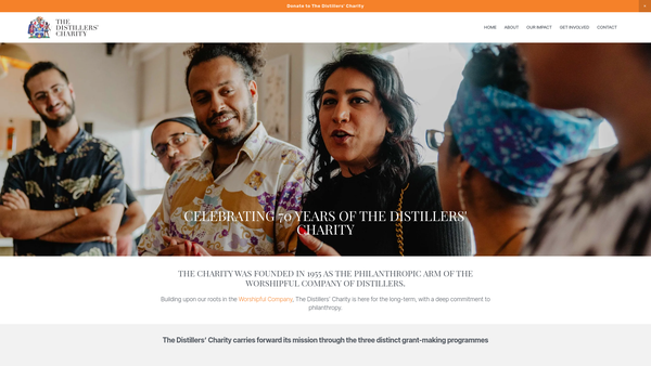 Screenshot of the The Distillers Charity website