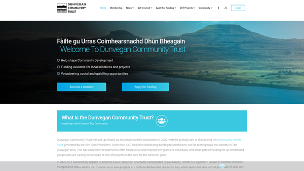 Screenshot of the Dunvegan Community Trust SCIO website