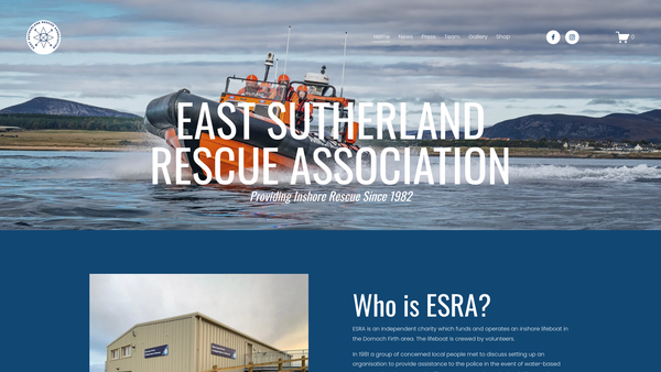 Screenshot of the East Sutherland Rescue Association SCIO website