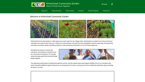 Screenshot of the Kirkmichael Community Garden website