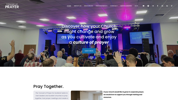 Screenshot of the Concert of Prayer for Scotland SCIO website